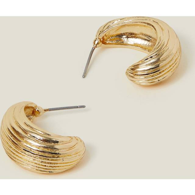 Gold Chunky Ribbed Hoop Earrings - Accessorize - One Size