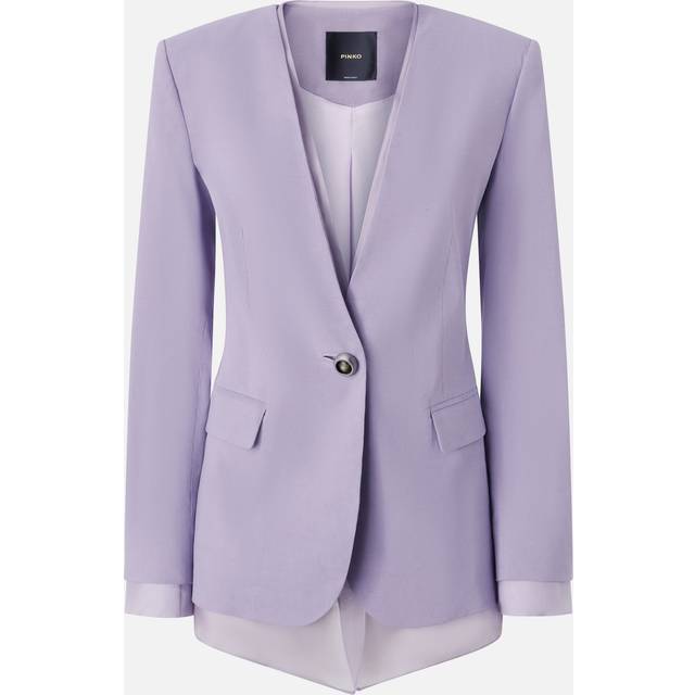 Pinko, Blazer élégant en lin et organza de soie, Purple, chalk, 42
