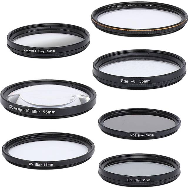 Camera Lens Filter Kit UV CPL ND8 Soft White Graduated Grey 10X Macro 6 Points Star Filter Set for 49mm