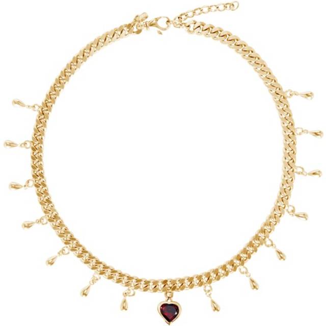 Drop of heart necklace moçambique granat guld