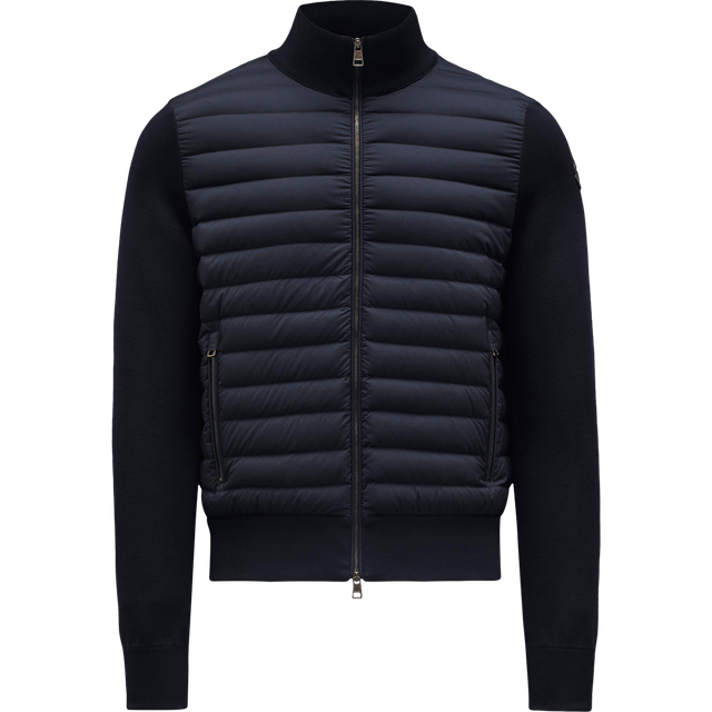 MONCLER Padded Crepe Cotton Zip-Up Cardigan - Blue