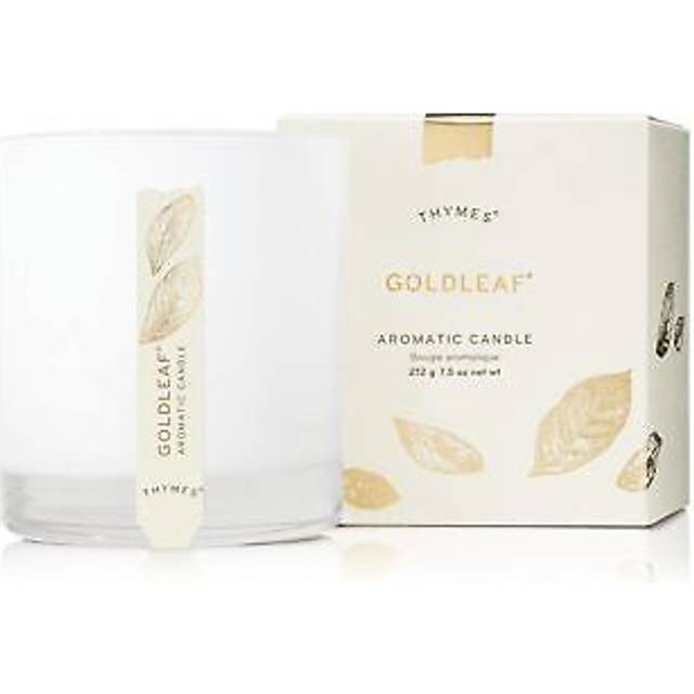 Thymes Aromatic Jar Candle - Goldleaf Scented Candle for a Floral Home Fragrance - Matte White Candles (7.5 oz)