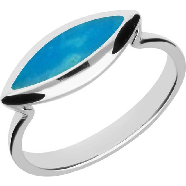 Sterling Silver Turquoise Toscana Side Marquise Ring - Silver