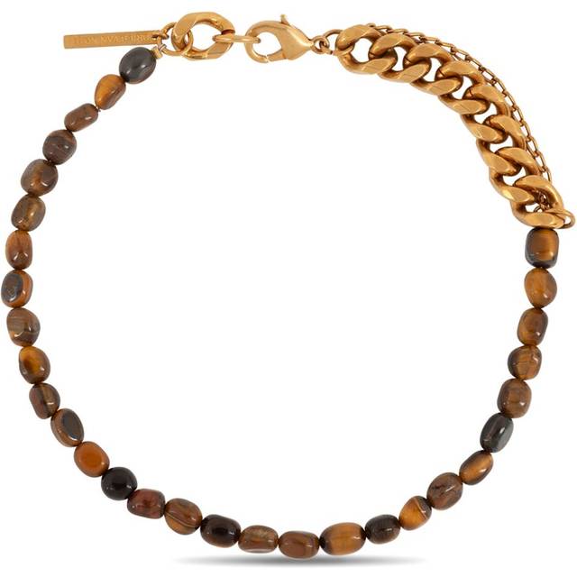 DRIES VAN NOTEN - stone-chain necklace - men - Brass/Tiger eye - One Size - Brown