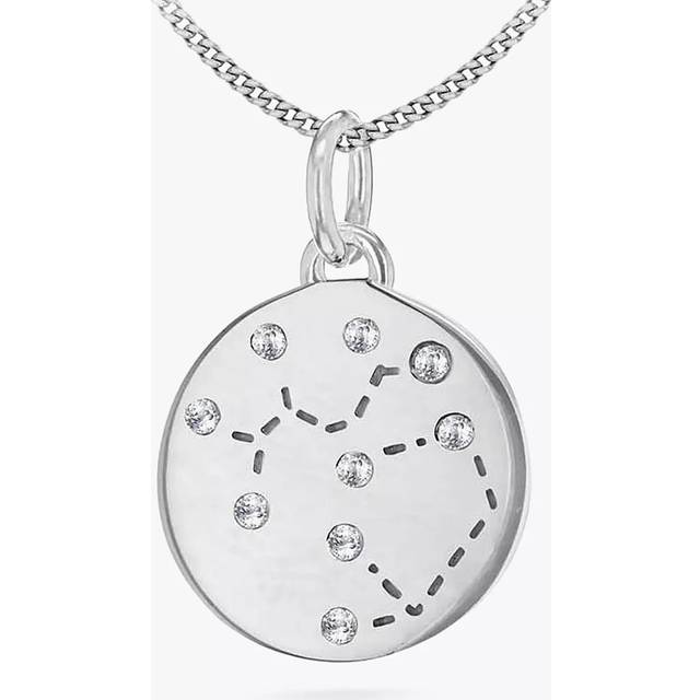 IBB Personalised Sagittarius Star Sign Disc Pendant Necklace, Silver
