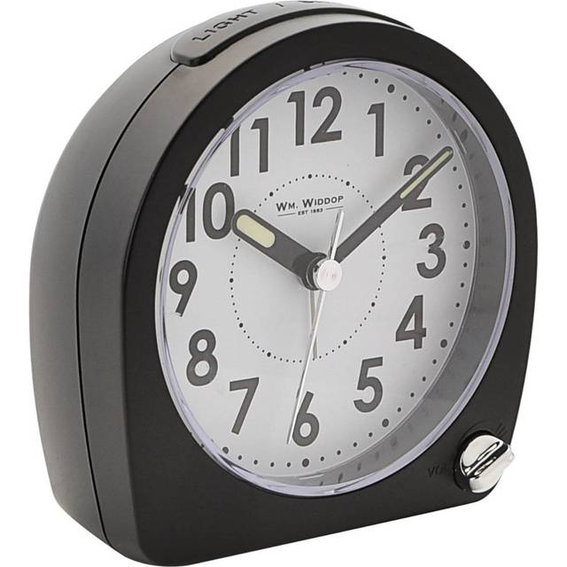Analog Battery-Operated Alarm Tabletop Clock in Black (10cm H X 9.5cm W X 5cm D)