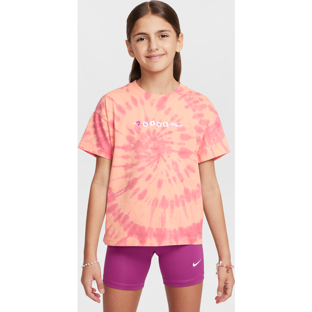 Nike Girls' Tie Dye Boyfriend T-Shirt Junior - Pink - 10-12Y