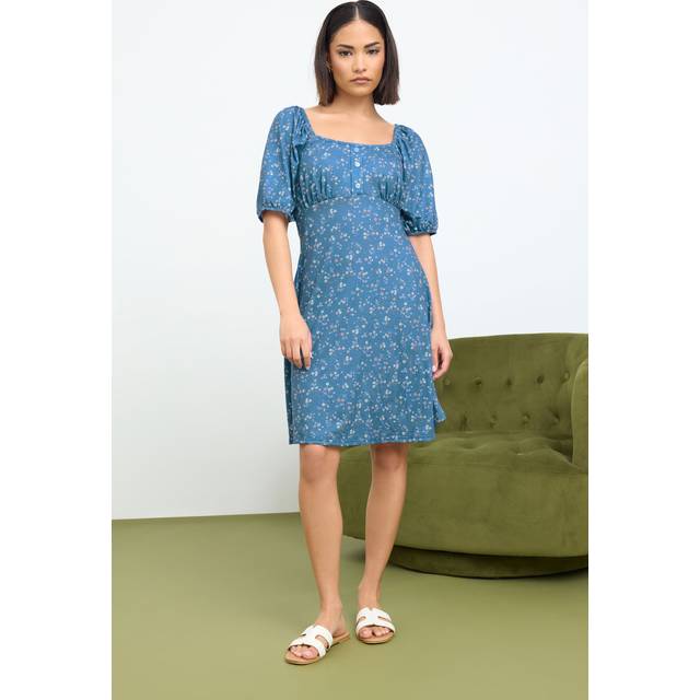 Pixiegirl Blue Ditsy Floral Print Mini Dress 12 Pixiegirl | Petite Women's Mini Dresses