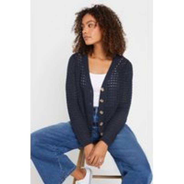 M&Co Navy Blue Button Through Crochet Cardigan 10-12 M&Co Womens