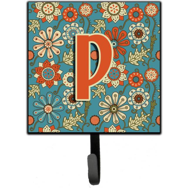 """""Caroline's Treasures CJ2012-PSH4 Letter P Flowers Retro Blue Leash or Key Holder  Small  Multicolor"""""