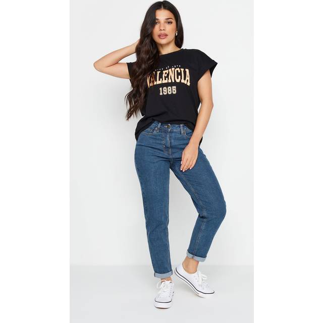 Pixiegirl Petite Mid Blue Stretch Denim Mom Jeans 12 Pixiegirl | Petite Women's Mom Jeans