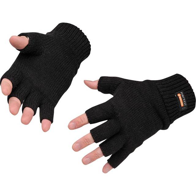 Portwest Knitted Insulatex Fingerless Gloves - Black