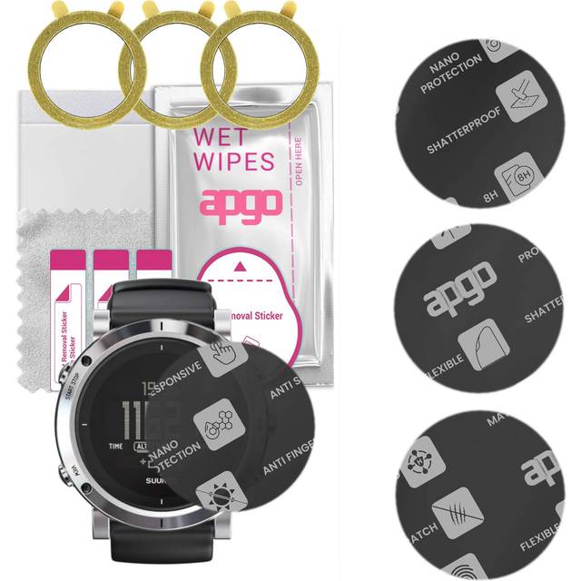 3x apgo MATTE Hybrid protective glass compatible with Suunto Core, flexible nano glass, great replacement for tempered glass, scratch-resistant, full