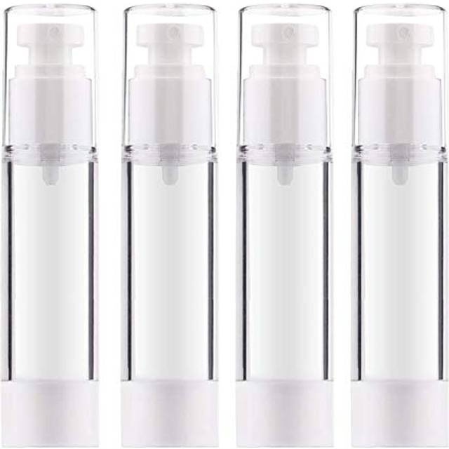 4Pcs Airless Pump Bottle | Refillable Empty Clear Travel Lotion Pump Containers/Vacuum Press Pump Bottles for Foundation, Essence, Lotion (50ml)