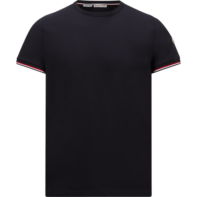 Moncler, Topp, Herr, S, Bomull, Trefärgad Bomull T-shirt Navy - blue (S)