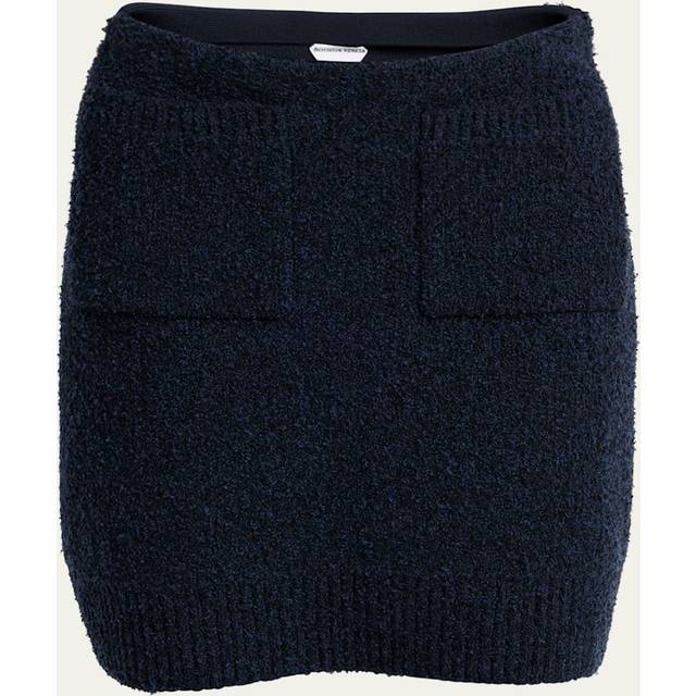 Front-Pockets Boucle Mini Skirt - BLUE - X-Small