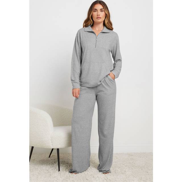 Lts Tall Grey Marl Soft Touch Wide Leg Joggers 16 Lts | Tall Women's Wide Leg Trousers