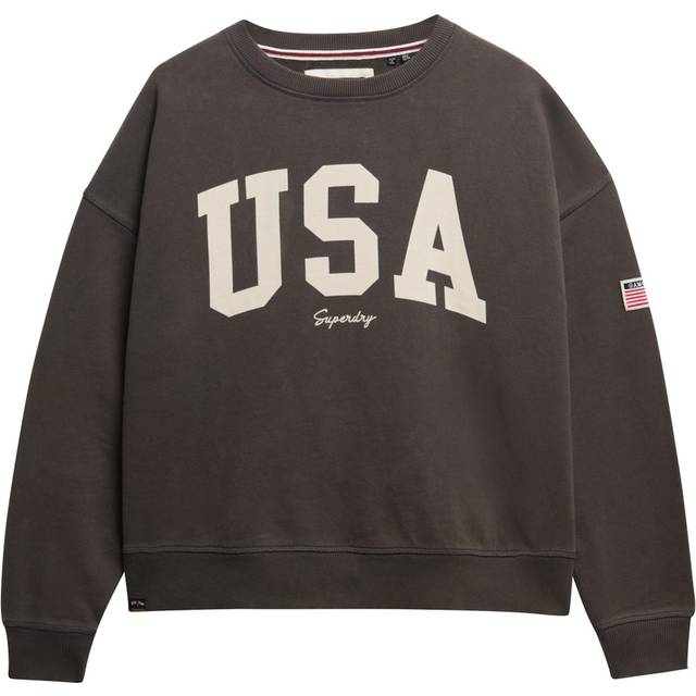 Superdry Athletic Essentials Relaxed Crew Sweatshirt, Charcoal