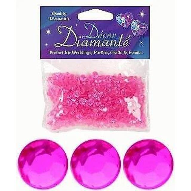 (HOT PINK) 12MM  DIAMANTE HEARTS