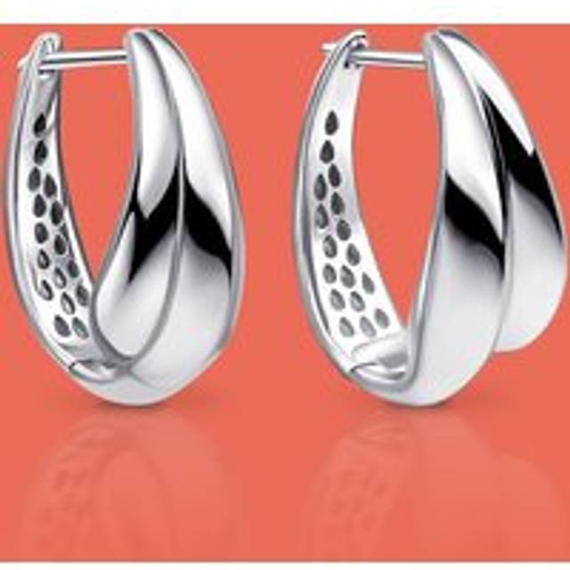 John Greed Portrait Sketch Silver Organic Wave Hoop Earrings For Women - silver