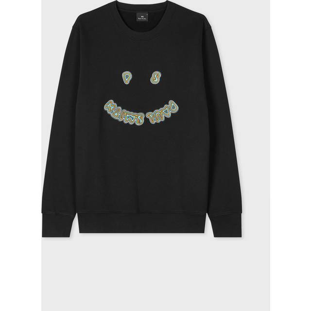 PS By Paul Smith, Sweatshirts & Hoodies, Herr, XL, Bomull, Sweatshirt med färgstarkt broderad logotyp - black (XL)