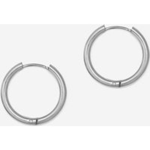 Womens Silver Solid Hoop Earrings For Charms - 20mm - Grey - 20mm