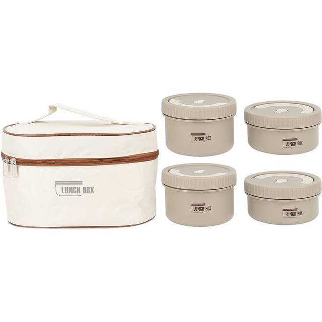Bento Box Round Lunch Box Coffee Brown Stainless Steel Leakage Proof Thermal Sealing Food Storage L