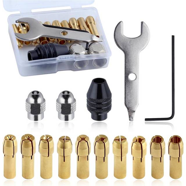 15PCS Drill Chuck Collet Set Rotary Nuts 0.5-3.2mm Shank Replacement 4486 Tool Change Accessory