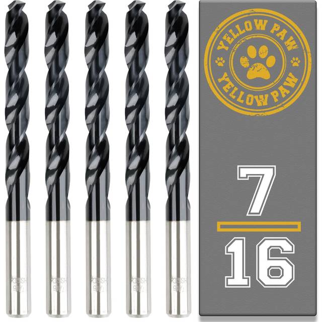 7/16 Inch Drill Bit (5 Pack) Industrial Grade M35 Cobalt Titanium Aluminum Nitrite - 7/16 Diameter & Total Length of 5-1/2 with Working Length of 3-3/