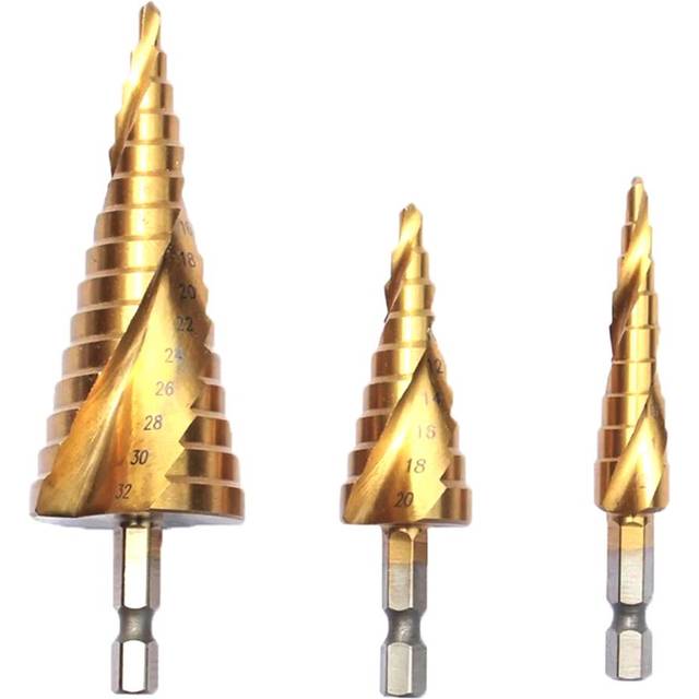 Spiral Grooved Step Drill Bit Set 4mm to 12mm/20mm/32mm Wood Metal Plastic Drilling Hole Titanium