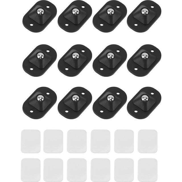 12PCS Self Adhesive Caster Wheels Mini Swivel Wheels Stainless Steel Paste Universal Wheel 360 black