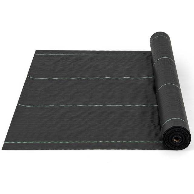 Garden Weed Barrier Fabric PP Weed Control Fabric with Guide Line-3.5 Oz 1 x 50 m
