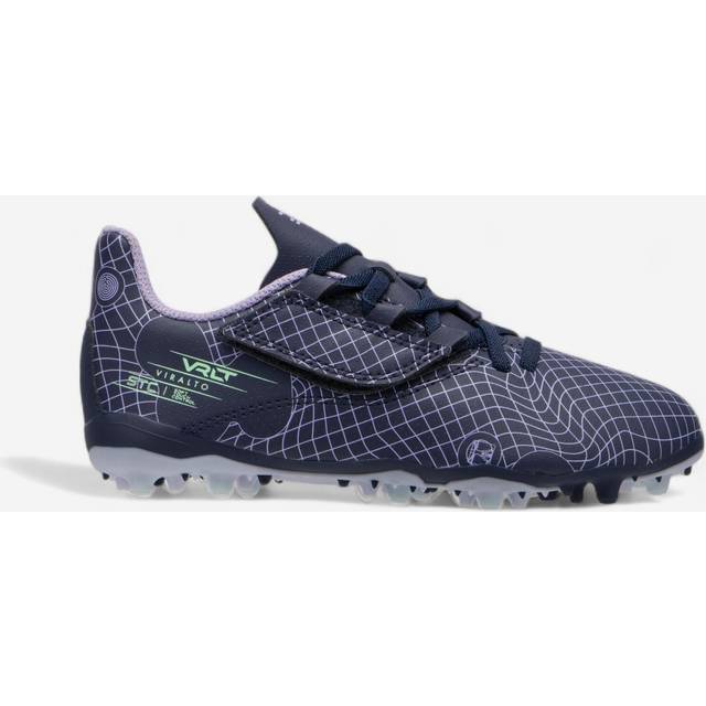 Kids' Rip-tab Football Boots Viralto I Easy Mg/ag - Nebula - Steel Blue/lavender Purple