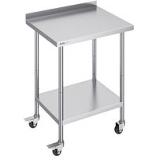24 x 30 x 40 Inch Stainless Steel Work Table, Commercial Food Prep Worktable with Casters, Heavy Duty Prep Worktable, Metal Work Table with