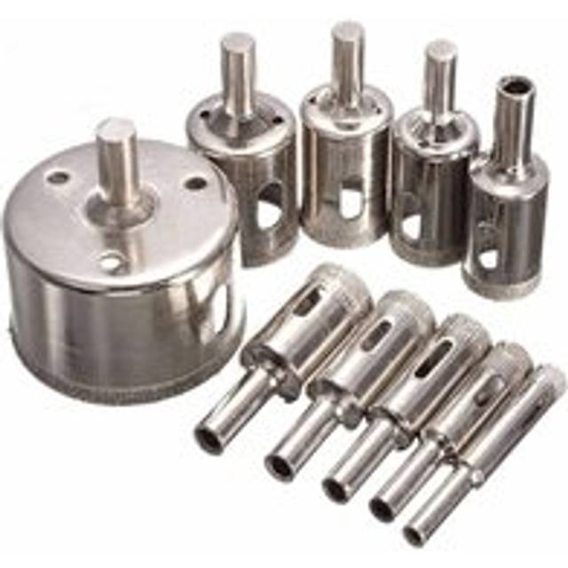 Ikodm - Diamond Hole Saw Kit for Cutting Glass, Tile, Ceramic, Marble (8mm, 10mm, 12mm, 14mm, 16mm, 18mm, 20mm, 22mm, 26mm, 50mm)