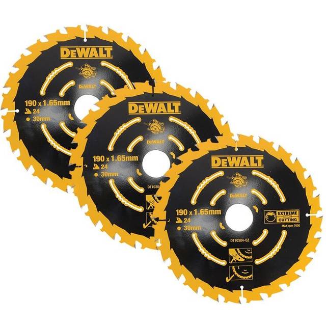 Dewalt DT10304 Set of 3 Corded Circular Saw Blades 190 x 30mm x 24 Tooth Extreme