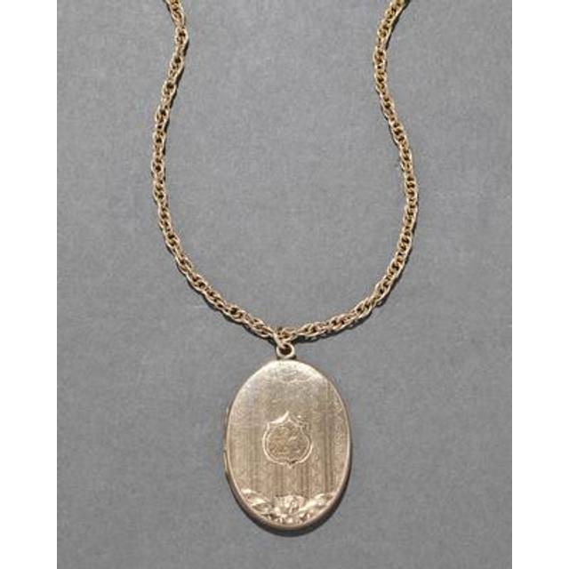 Alexis Bittar Antique Early 1900S 14K Fill Hand Etched Pattern Oval Locket Necklace in Gold  | Statement Jewelry from Alexis Bittar (One Size)