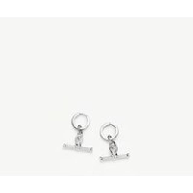 Ridge T-Bar Drop Huggies | Silver Plated