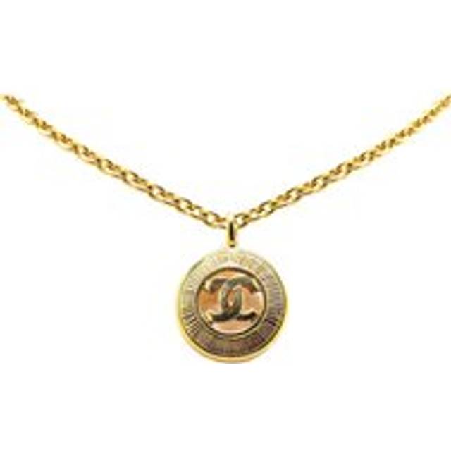 Womens Preloved Vintage CC Logo Pendant Necklace Gold Wo Costume Jewelry - Metallics - One Size