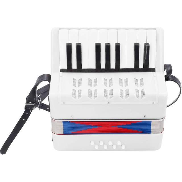 Piano Accordion Entry Level 17 Keys 8 Bass Keys ABS with Retractable Strap Portable Gift White white
