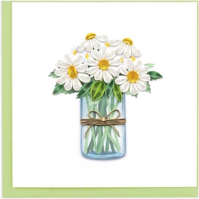 Quilling jar of daises daisy dreams come true hand-finished art greeting card