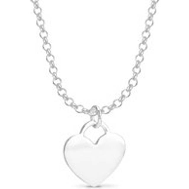 John Greed Signature Silver Plain Heart Tag Necklace For Women - silver