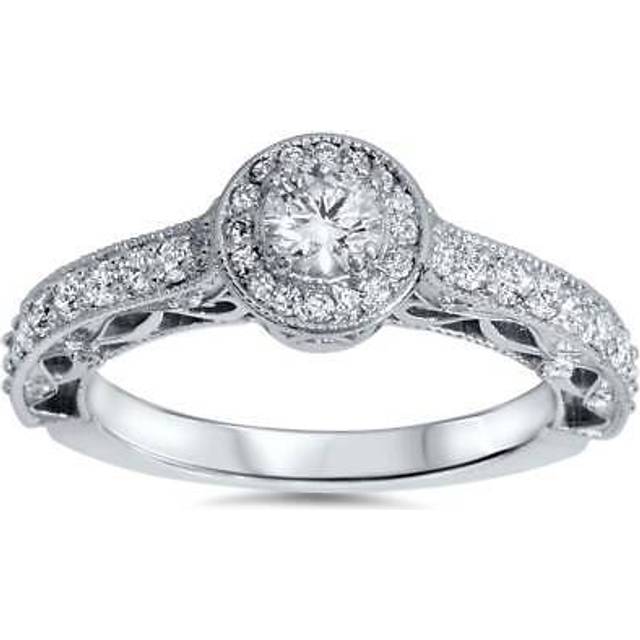 3/4ct Vintage Diamond Engagement Ring 14k White Gold