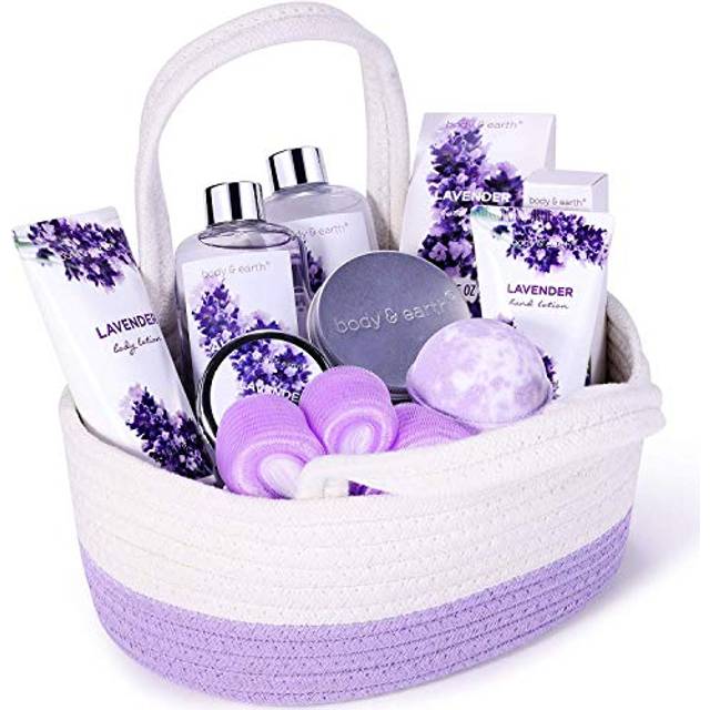 BODY & EARTH Spa Gift Set for Women - Gift Basket 11 Pcs Lavender Bath Set for Women with Shower Gel, Bubble Bath, Body Lotion, Gifts for
