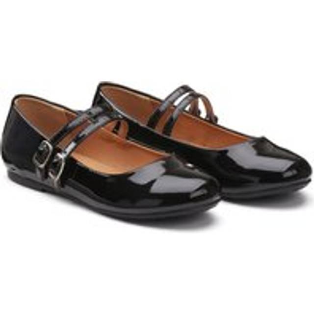 Kids Patent Ballet Pumps with Double Straps - black patent - 31 (12.5 to 13)