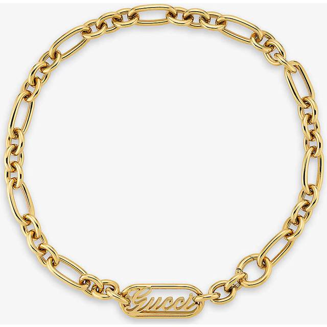 Gucci Womens Yellow Gold Script Gold-toned Metal Necklace 46cm - YELLOW GOLD