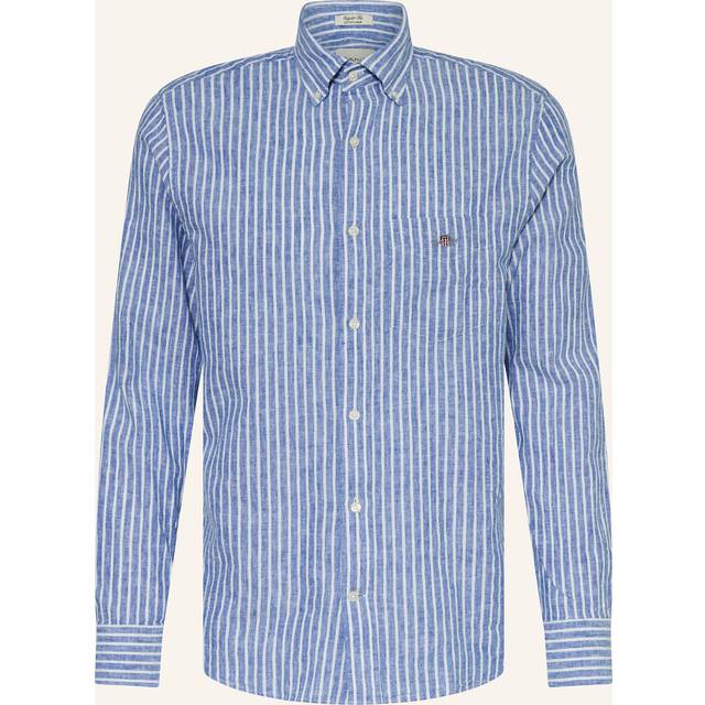 GANT Men Regular Fit Striped Cotton Linen Shirt (L)