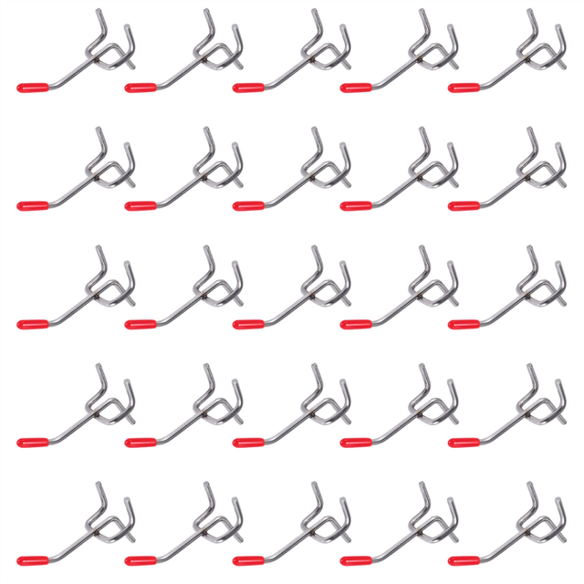 25x Single Pegboard Hooks 50mm Board Slat Wall Retail Display Shop Peg Fits 25mm