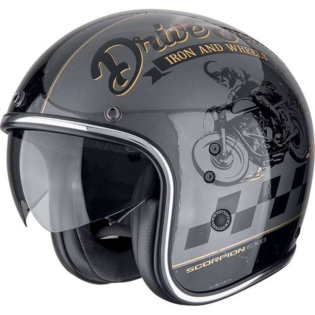 Scorpion Belfast Evo Drive Fast, open face helmet , color: Grey/Black/Gold , size: S