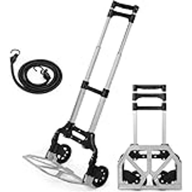 Folding Hand Truck Aluminium,Heavy Duty Hand Truck Foldable Trolley on Wheels,Multi Purpose Sack Truck Moving Trolley (80 kg maximum)